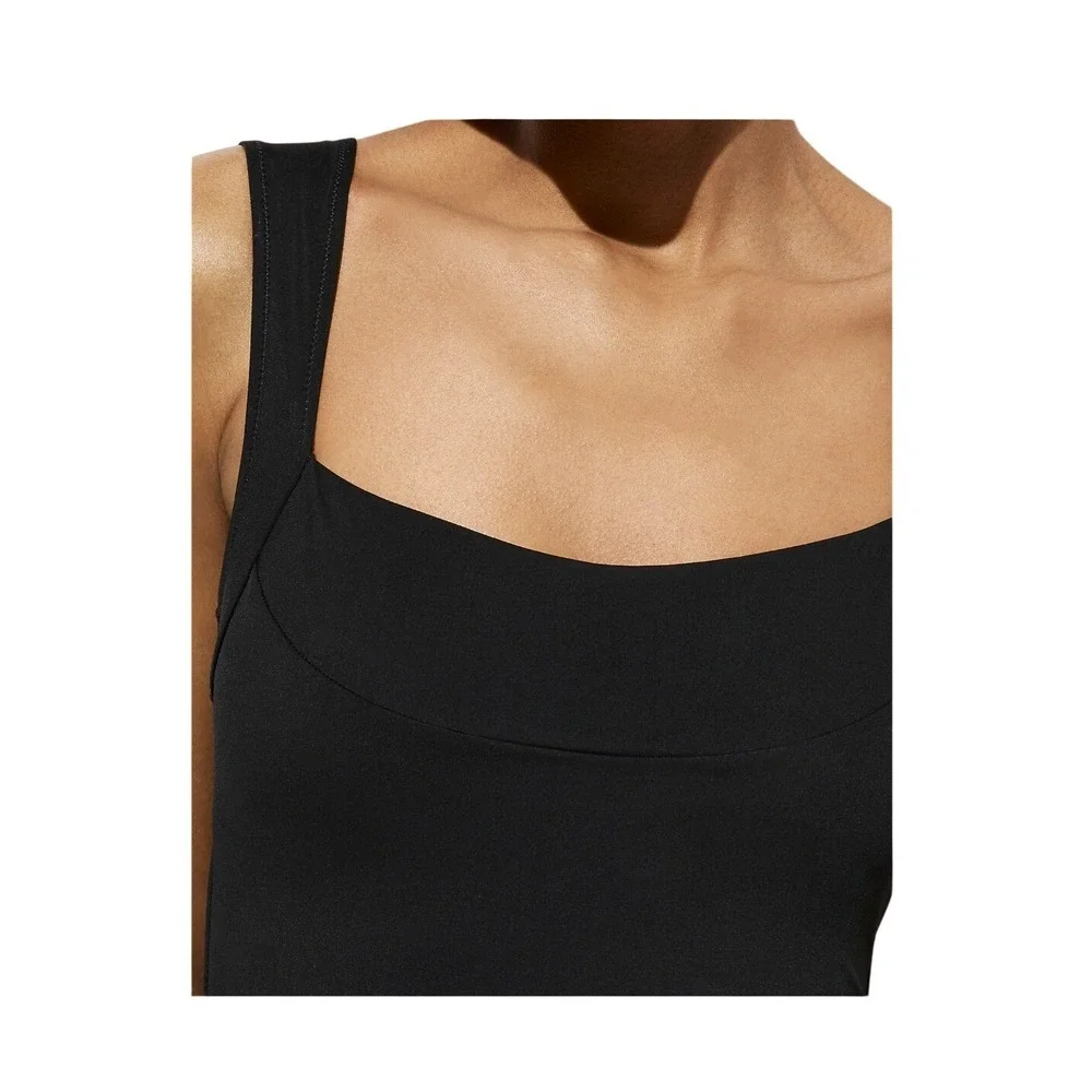 J. Crew Nia Ruched Square Neck One Piece Swimsuit Black Nylon 8